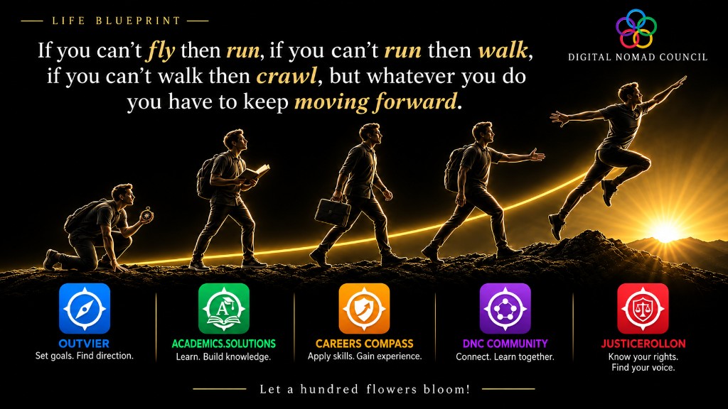 Life Blueprint. If you can’t fly then run, if you can’t run then walk, if you can’t walk then crawl, but whatever you do you have to keep moving forward.